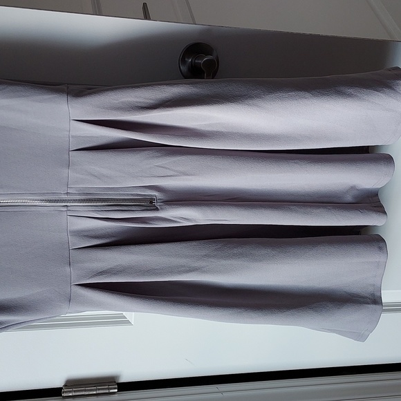 Jamby Styles small shirt sleeve midi dress grey pleated front - Picture 8 of 11